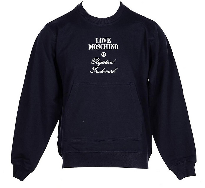 Blue Cotton Blend Men's Sweatshirt - Love Moschino