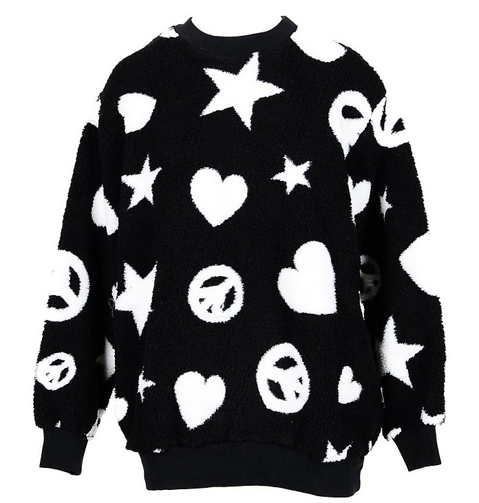 Black Signature Teddy Sweatshirt - Love Moschino