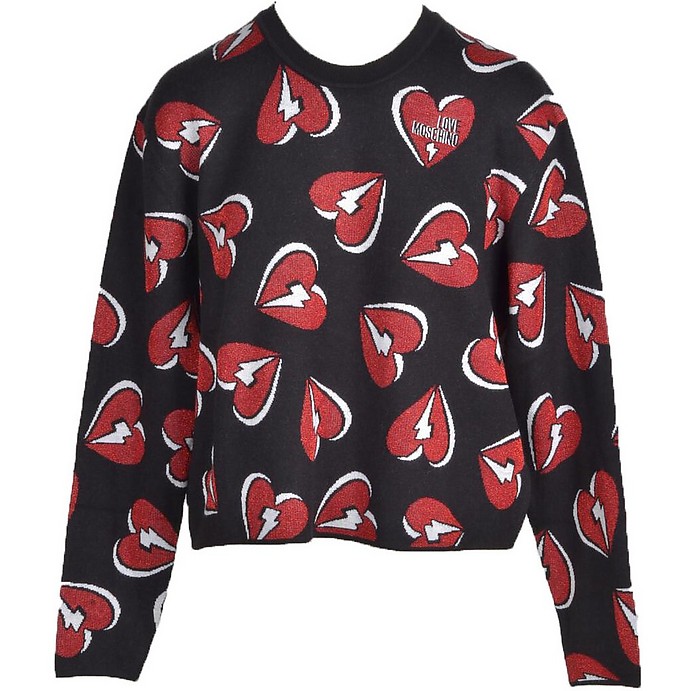 Women's Black Red Sweater - Love Moschino