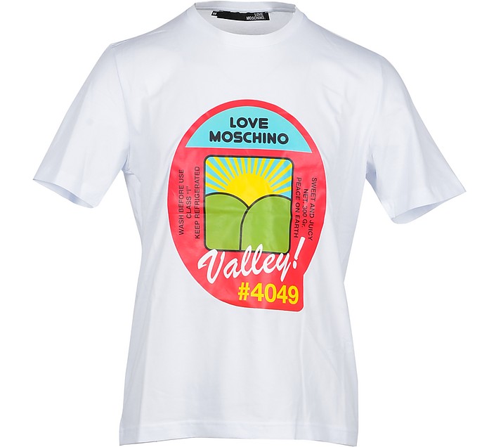 Valley Print White Cotton Men's T-Shirt - Love Moschino
