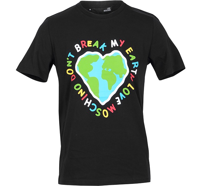 Don't Break My Heart Black Cotton Men's T-Shirt - Love Moschino