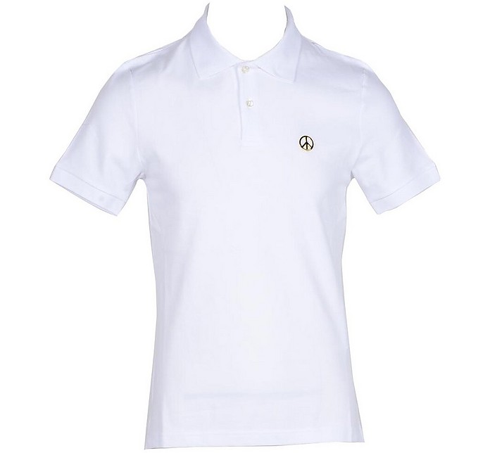 White Cotton Men's Polo Shirt - Love Moschino