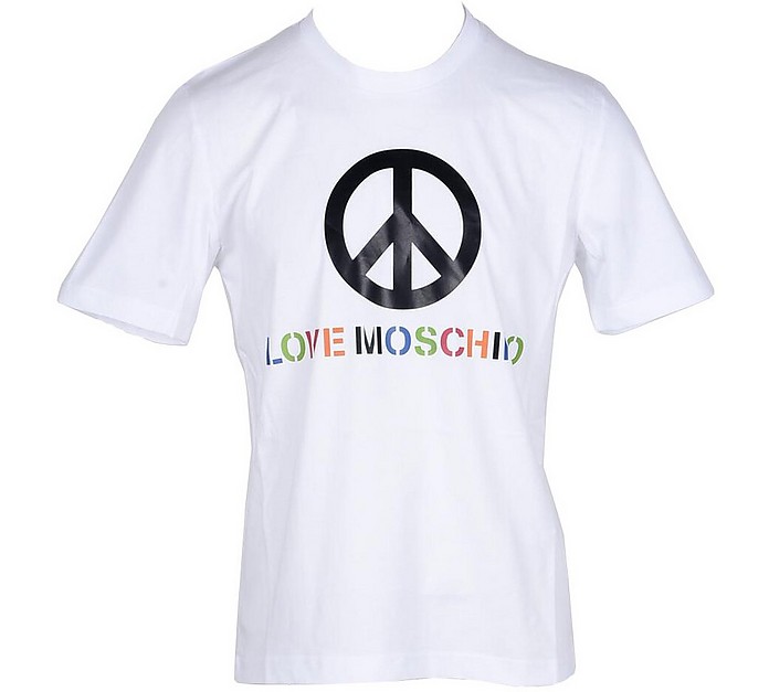 Men's White T-Shirt - Love Moschino / u XL[m