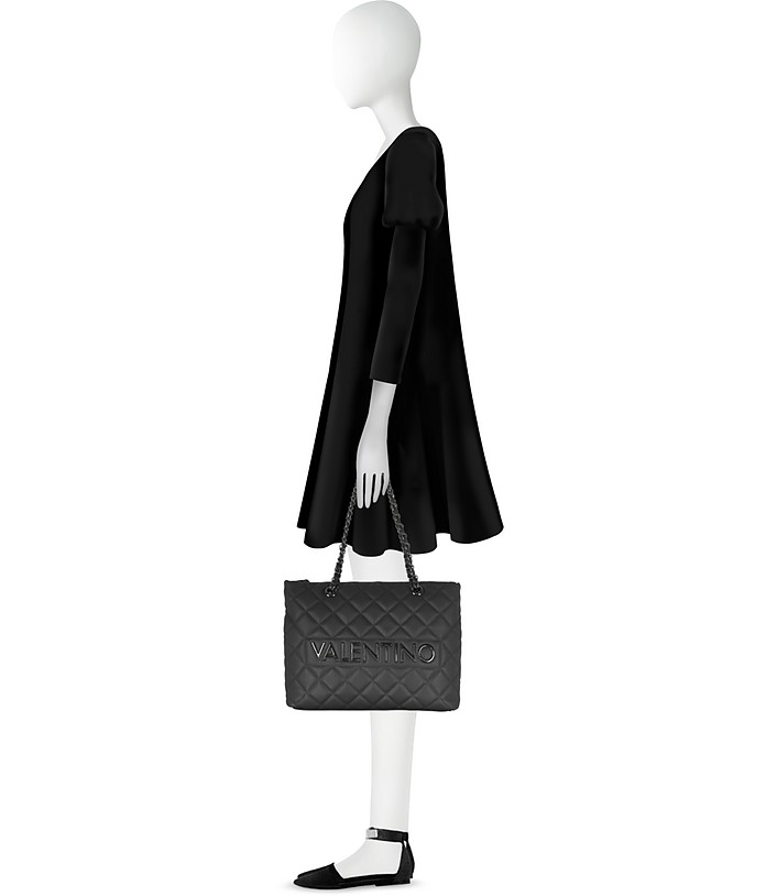 får Scully Blive ved Valentino by Mario Valentino Black Licia Quilted Shoulder Bag at FORZIERI