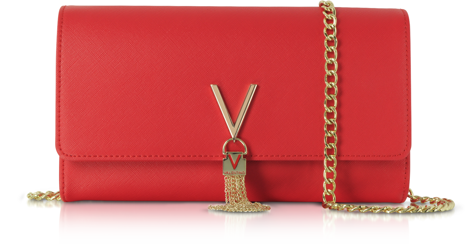 Valentino by Mario Valentino Red Divina Saffiano Shoulder Bag at