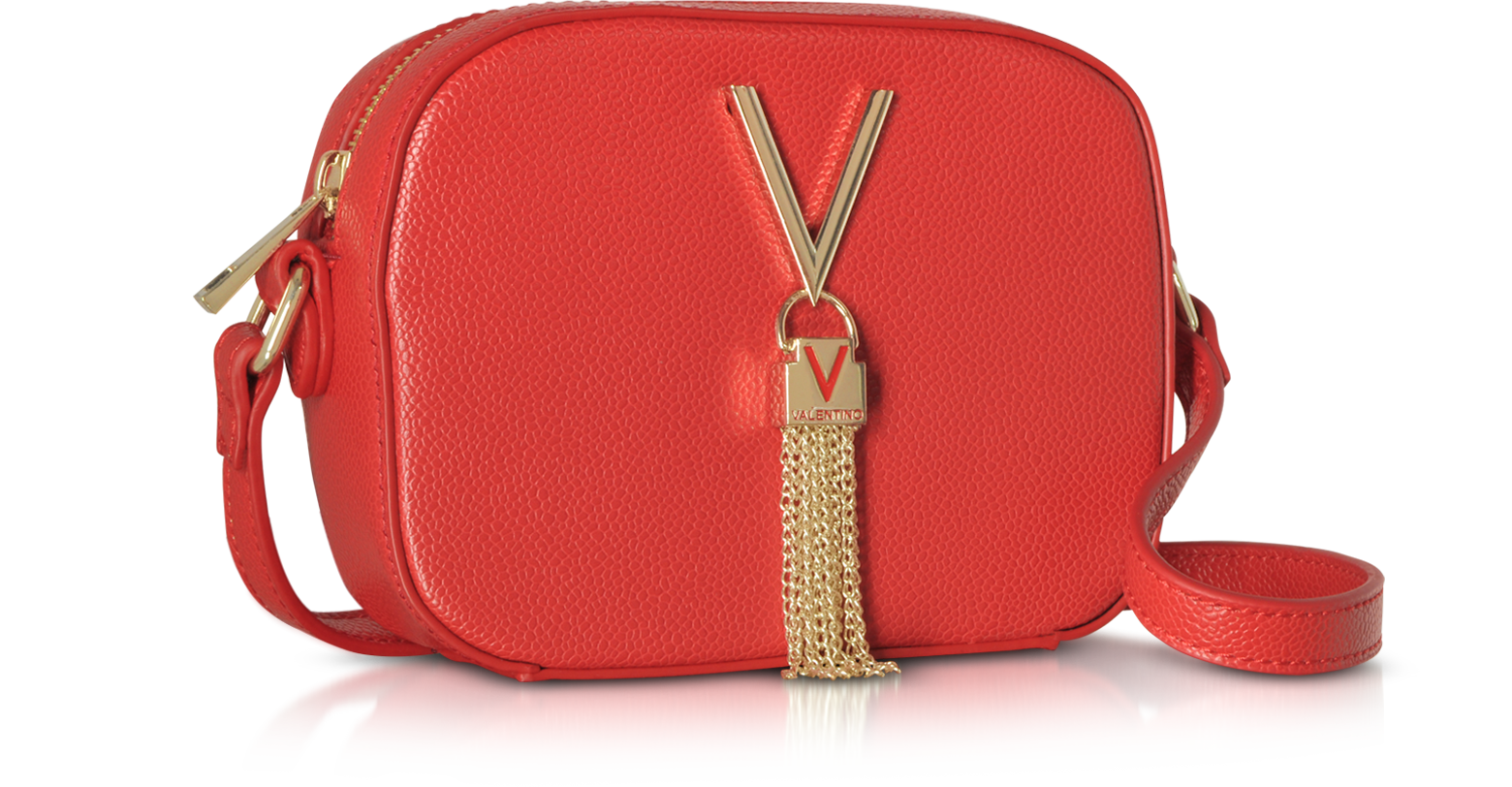 Valentino by Mario Valentino Red Lizard Embossed Eco Leather Divina Mini  Crossbody Bag at FORZIERI