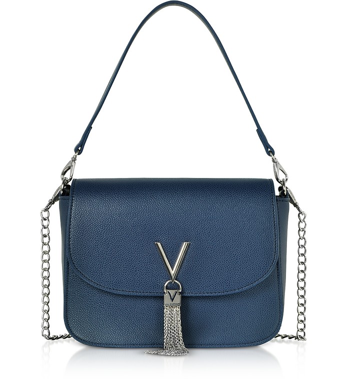 Blue Eco Grained Leather Divina Top Handle Bag - Valentino by Mario Valentino