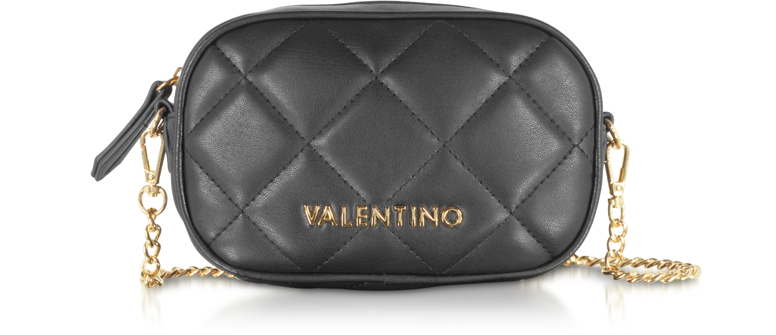 Woman Mario Valentino Bags Black Leather Shoulder Handbag Adjustable Chain  Strap