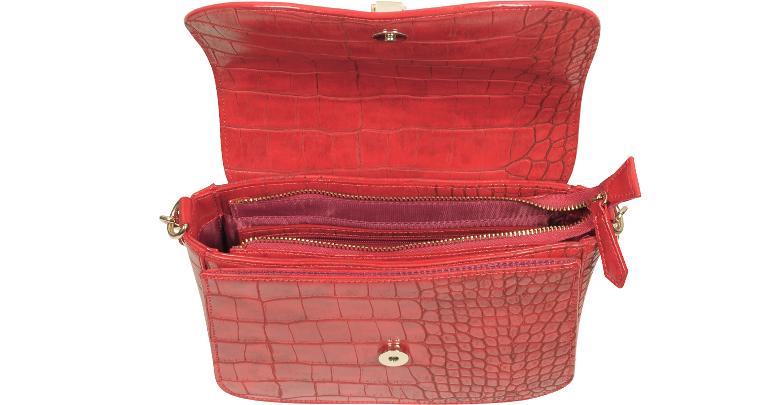 Barcelona frakke tsunamien Valentino by Mario Valentino Red Audrey Croco Embossed Eco Leather Shoulder  Bag at FORZIERI