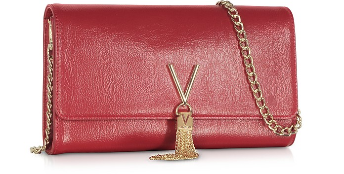 Valentino by Mario Valentino Red Oboe Eco Leather Clutch at FORZIERI Canada