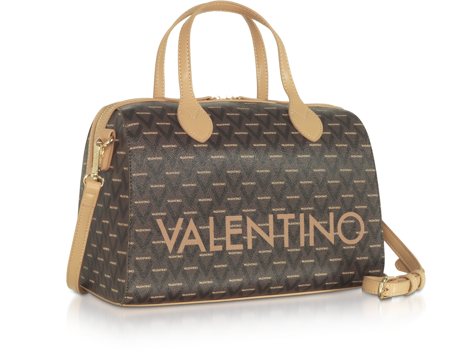 Valentino by Mario Valentino Camel Liuto Signature Eco Leather Satchel ...