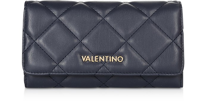 Ocarina Blue Quilted Eco Leather Flap Wallet - Valentino by Mario Valentino