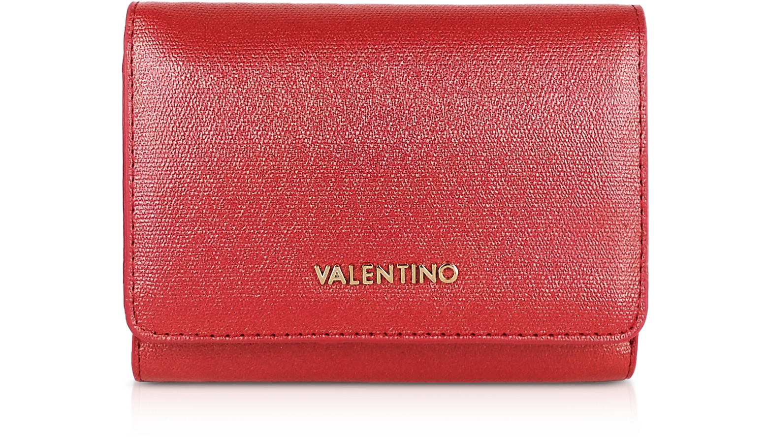 Valentino by Mario Valentino Red Marilyn Metallic Eco Leather Small Flap at FORZIERI