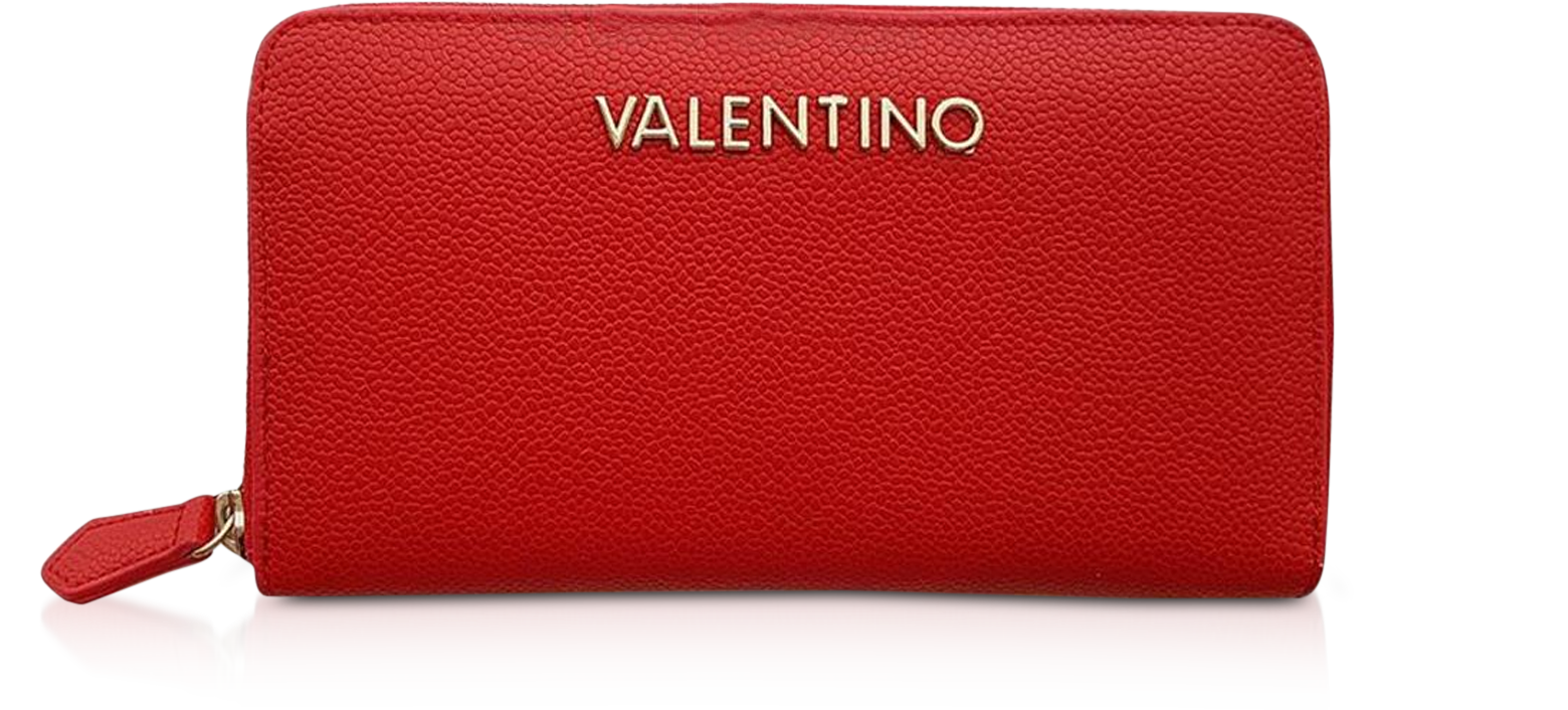 Valentino by Mario Valentino Divina Red Grainy Leather Zip-Around Wallet at FORZIERI