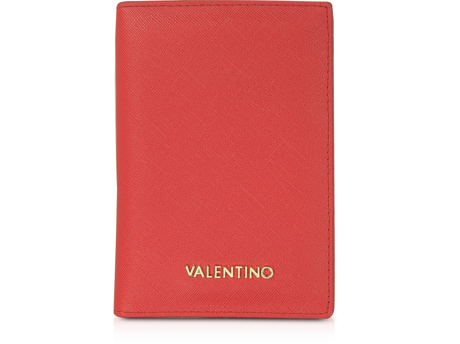 Valentino by Mario Red Saffiano Eco Leather Passport Holder at FORZIERI