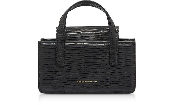 Lizard Embossed Leather Square Mini Tote - Marge Sherwood