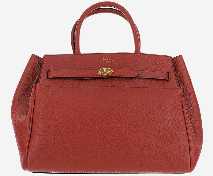 Red Grainy Leather Satchel Bag - Mulberry / }x[