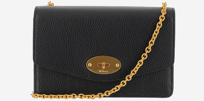 Black Grained Leather Small Darley Shoulder Bag - Mulberry
