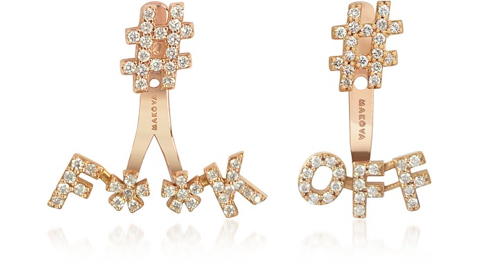 #F**K #Off 18K Gold & 0.59 ctw Diamonds Earrings - Makova Jewelry