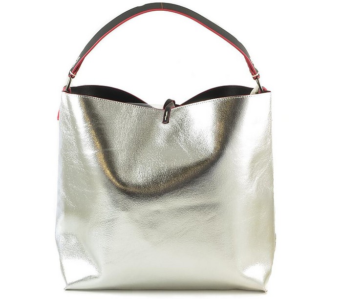 Silver Shoulder Bag w/Black and Red Shoulder Bag - Manila Grace