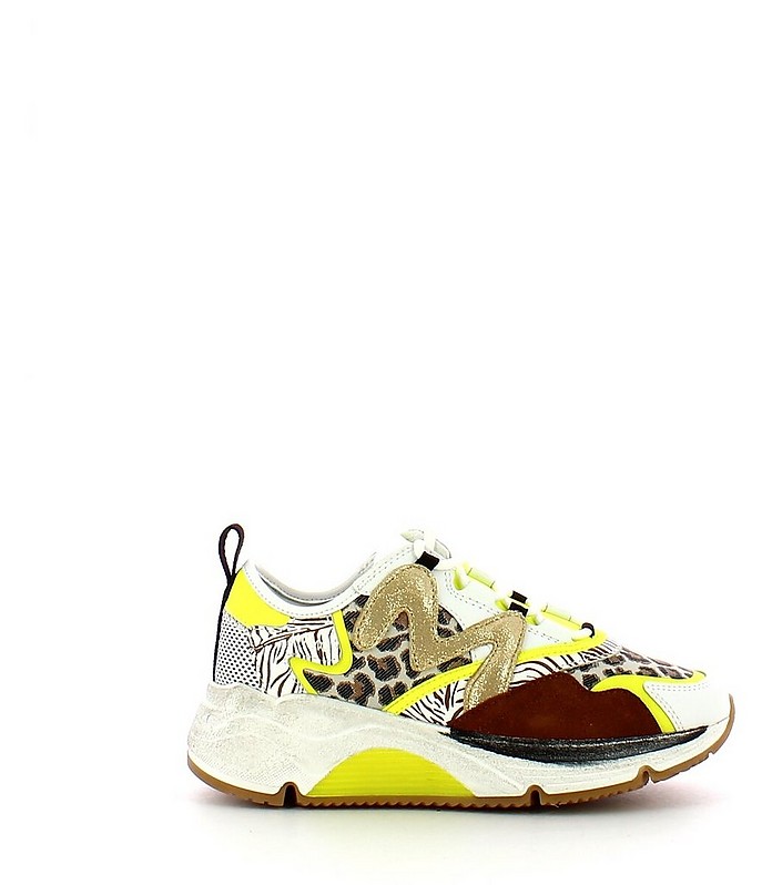 Yellow, Animal Print and Gold Running Sneakers - Manila Grace