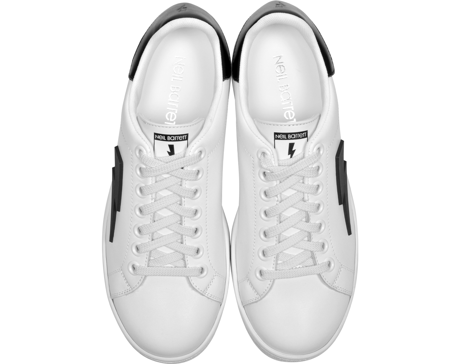 Neil Barrett White and Black Leather Thunderbolt Tennis Sneakers 39 (6 ...