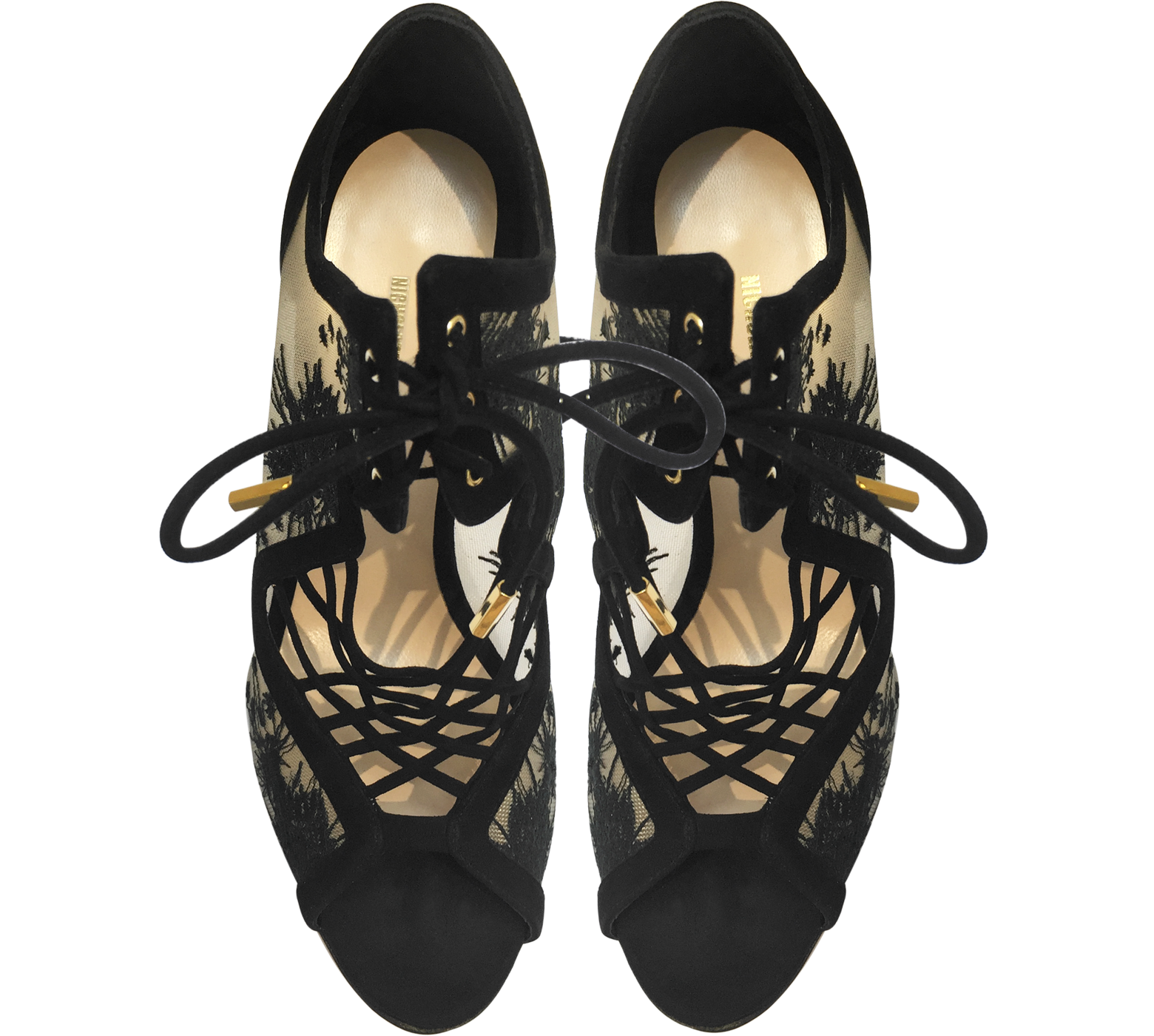 Nicholas Kirkwood Black Lace Maya Pearl Platform Ankle Strap Sandals Size  40 Nicholas Kirkwood