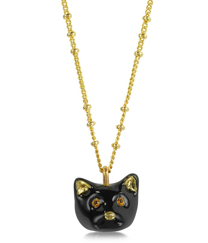 Les Nereides Tout Beau Tout Doux Black Cat Charm Necklace at FORZIERI