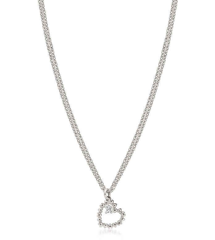Sterling Silver and Cubic Zirconia Heart Charm Necklace - Nomination / m~l[V