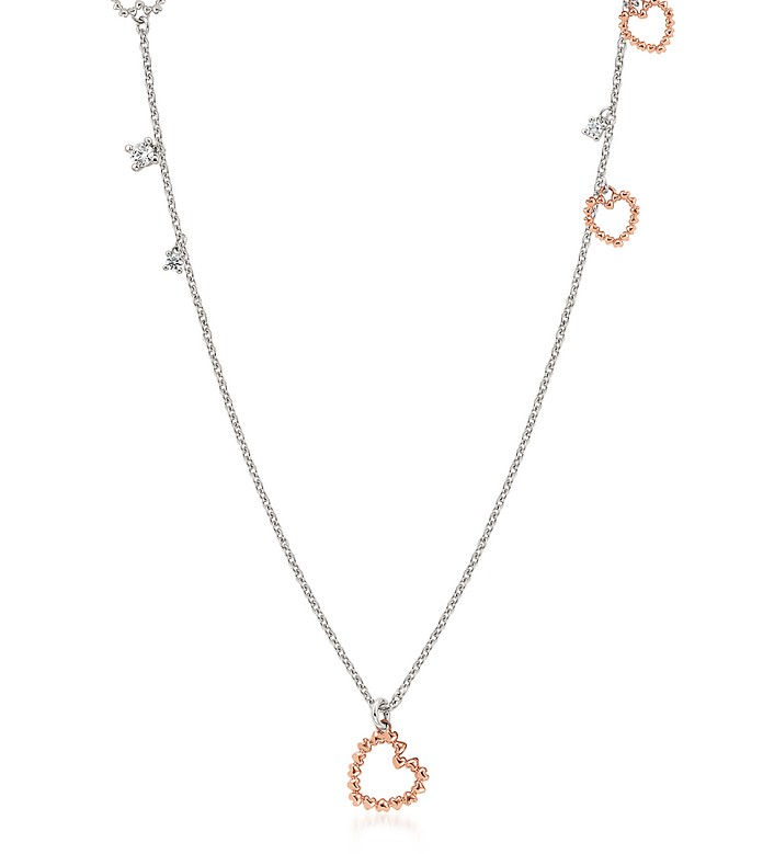 Sterling Silver and Cubic Zirconia Heart Charm Long Necklace - Nomination