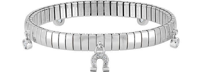 Stainless Steel Women's Bracelet w/Sterling Silver Charms and Cubic Zirconia - Nomination