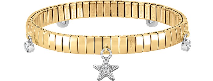 Gold PVD Stainless Steel Women's Bracelet w/Stearling Silver Star and Cubic Zirconia - Nomination