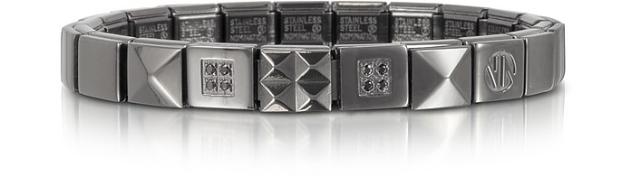 Steel Ikons Brushed Stainless Steel Bracelet w/Black Cubic Zirconia - Nomination