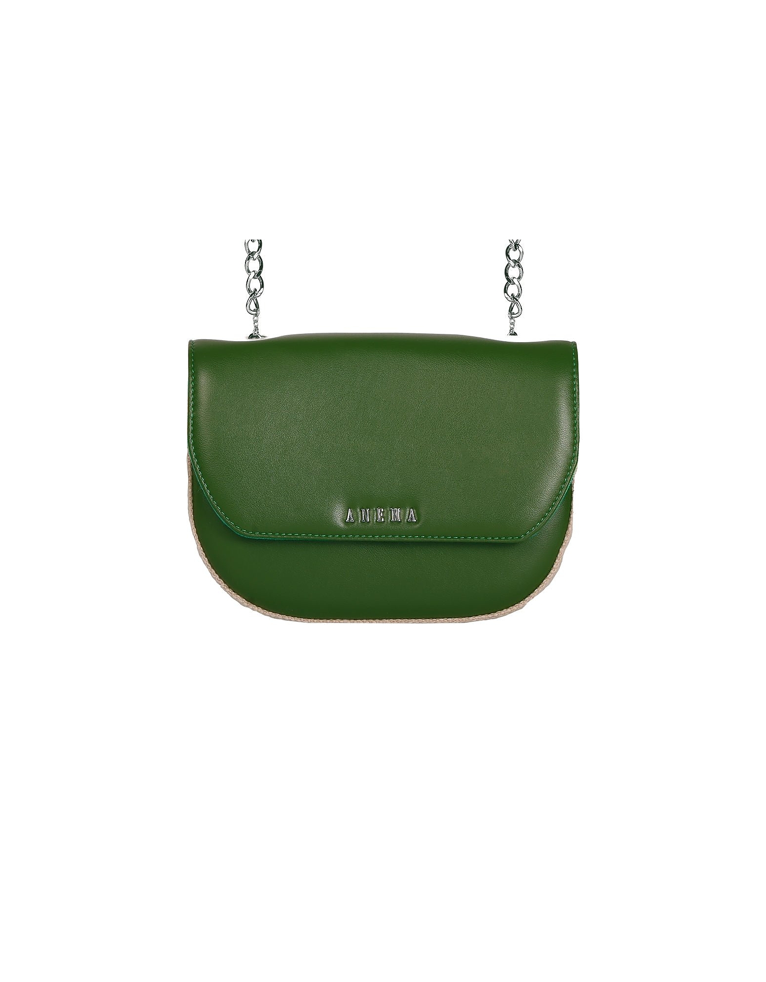 Anema Designer Handbags Regina Capri Anm - Nopal Cactus Leather Crossbody Bag In Vert