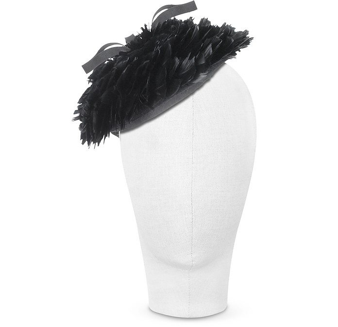 Bonnie - Black 50's Feather Hat - Nana'