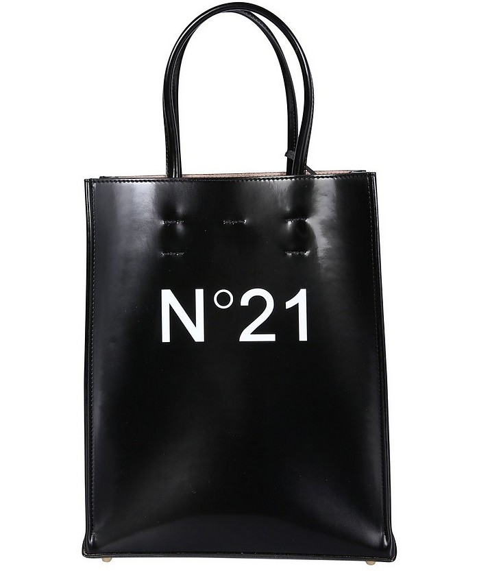Black Leather Small Shopping Bag - N°21 