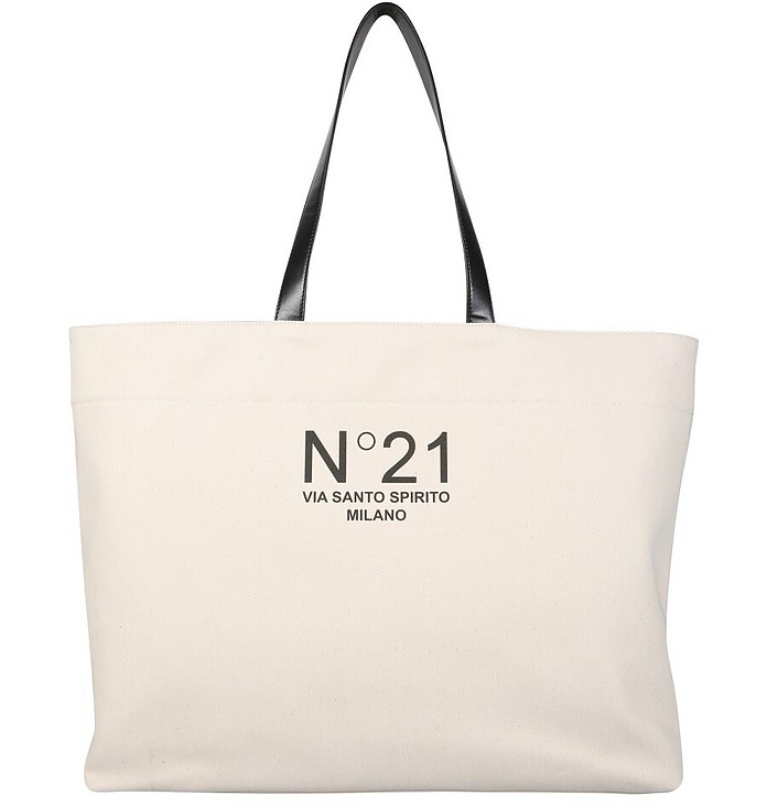 Maxi Shopper Bag With Logo Print - N°21