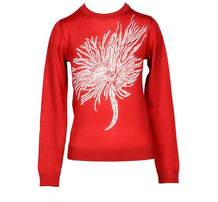 Red Virgin Wool Women's Sweater - N°21 