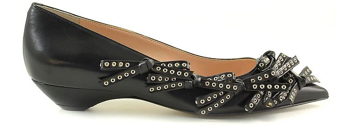 Black Studded Bow Ballerina Shoes - N°21 