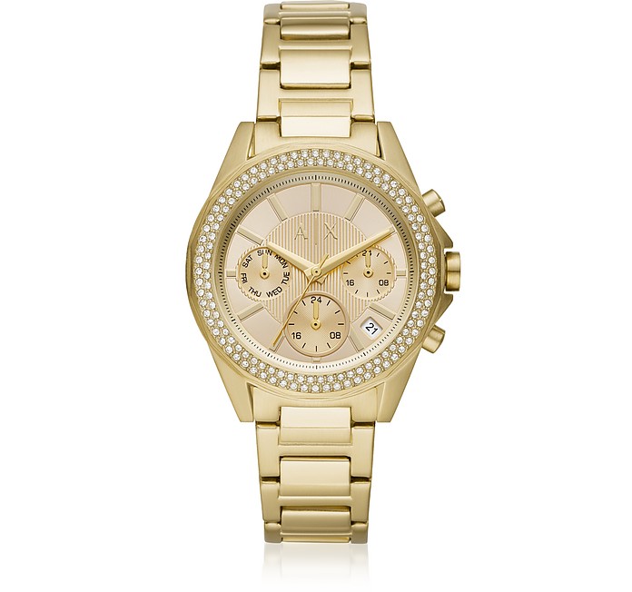 Lady Drexler Gold Tone Chronograph Watch - Armani Exchange