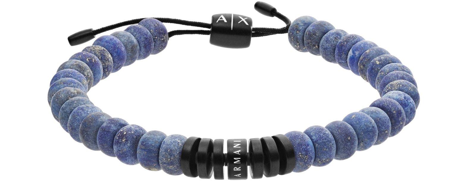 Armani Exchange Blue Semi-Precious Stones and Stainless Steel Men's Bracelet  at FORZIERI