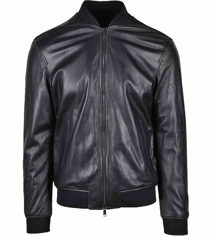 Men's Black Leather Jacket - Armani Exchange