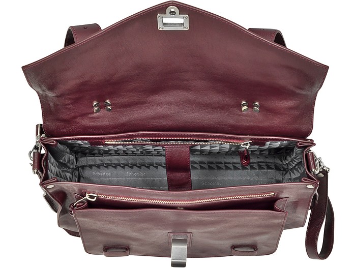 Proenza Schouler oxblood PS1 Medium Lux Leather Satchel Bag at FORZIERI