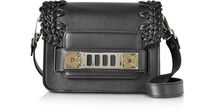 PS11 Black Smooth Leather Crossbody Bag w/Crochet - Proenza Schouler