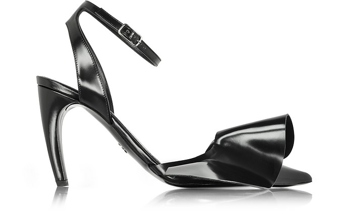 Notturno Black Leather & Suede Ruffle Sandals - Proenza Schouler