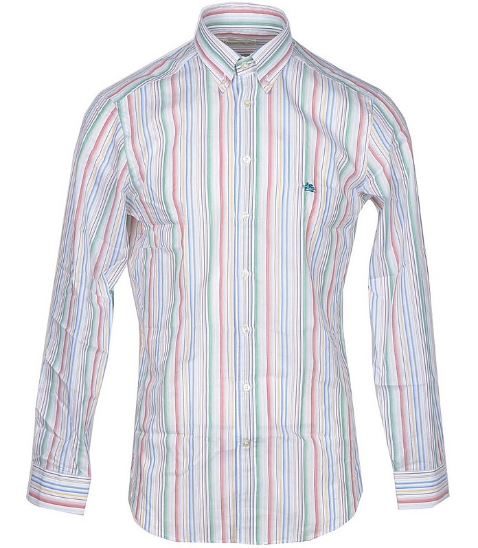 Multicolor Striped Cotton Button-Down Men's Shirt - Etro