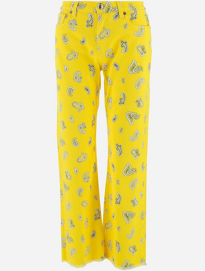Yellow Paisley Print Denim Women's Jeans - Etro / Gg