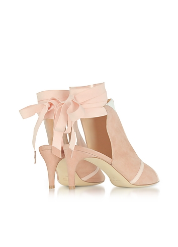 La Jolie 粉红色麂皮中跟凉鞋展示图