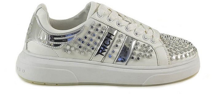 White Studded Leather Sneakers - John Richmond