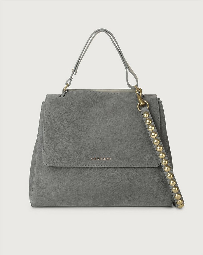 Sveva Nabucco Ball Medium Grey Leather Handbag w/Strap - Orciani